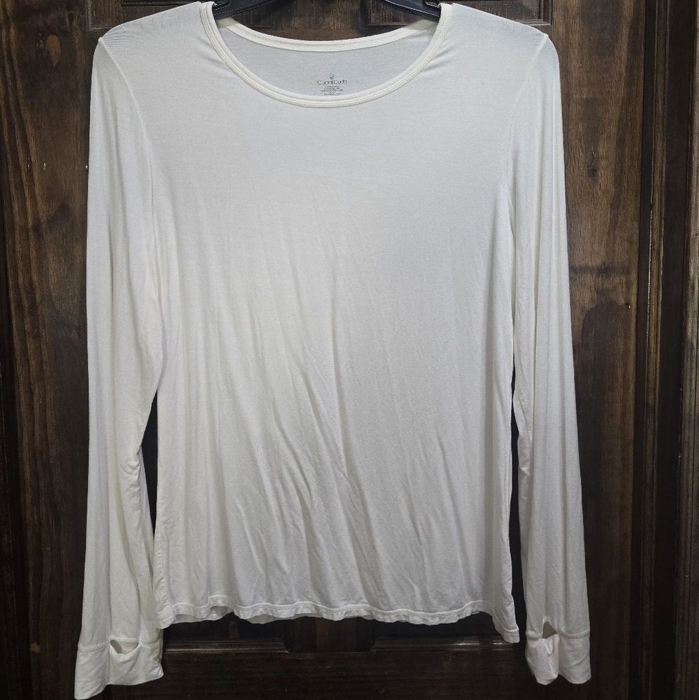Xl Cuddl Duds White Comfy Layering Long Sleeve Shirt